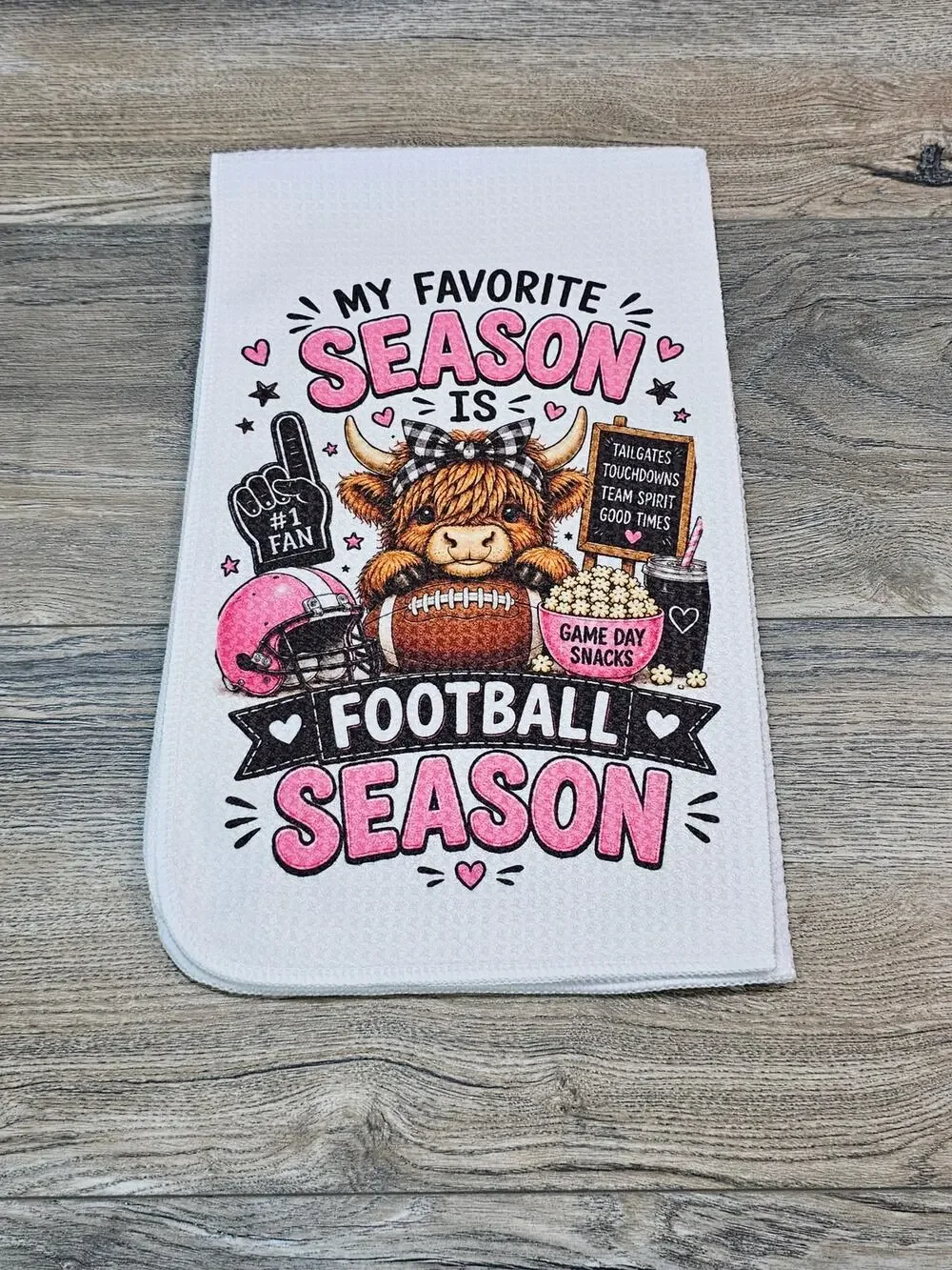 Highland Cow Football Season Kitchen Towel Game Day Sports Fan Gift